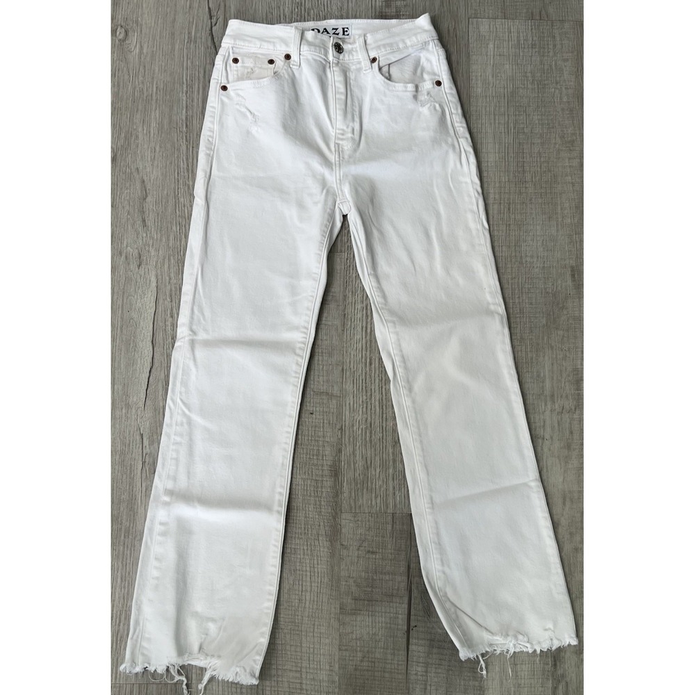 Daze Denim Just Right Raw Hem Jeans White Women's Size 24